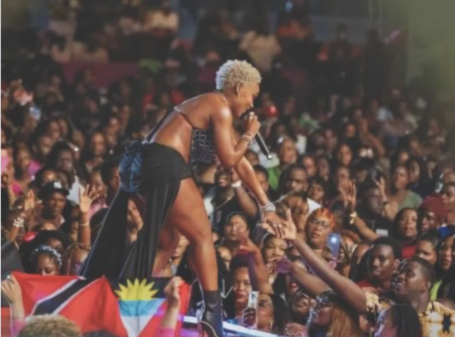 Nyla performing to a packed crowd at Antigua Carnival